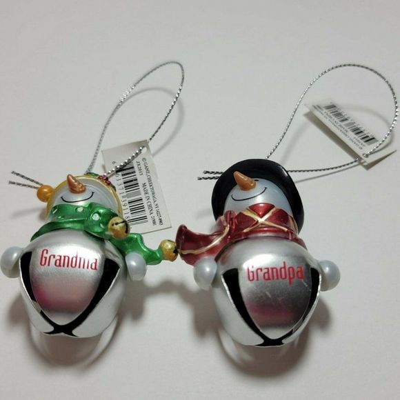 Ganz Jingle Bell Christmas Ornaments Snowman Snowmen Grandma Grandpa Gift NWT - Picture 3 of 8